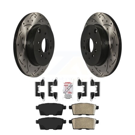Transit Auto Rear Coated Drilled Slotted Disc Brake Rotor & Ceramic Pad